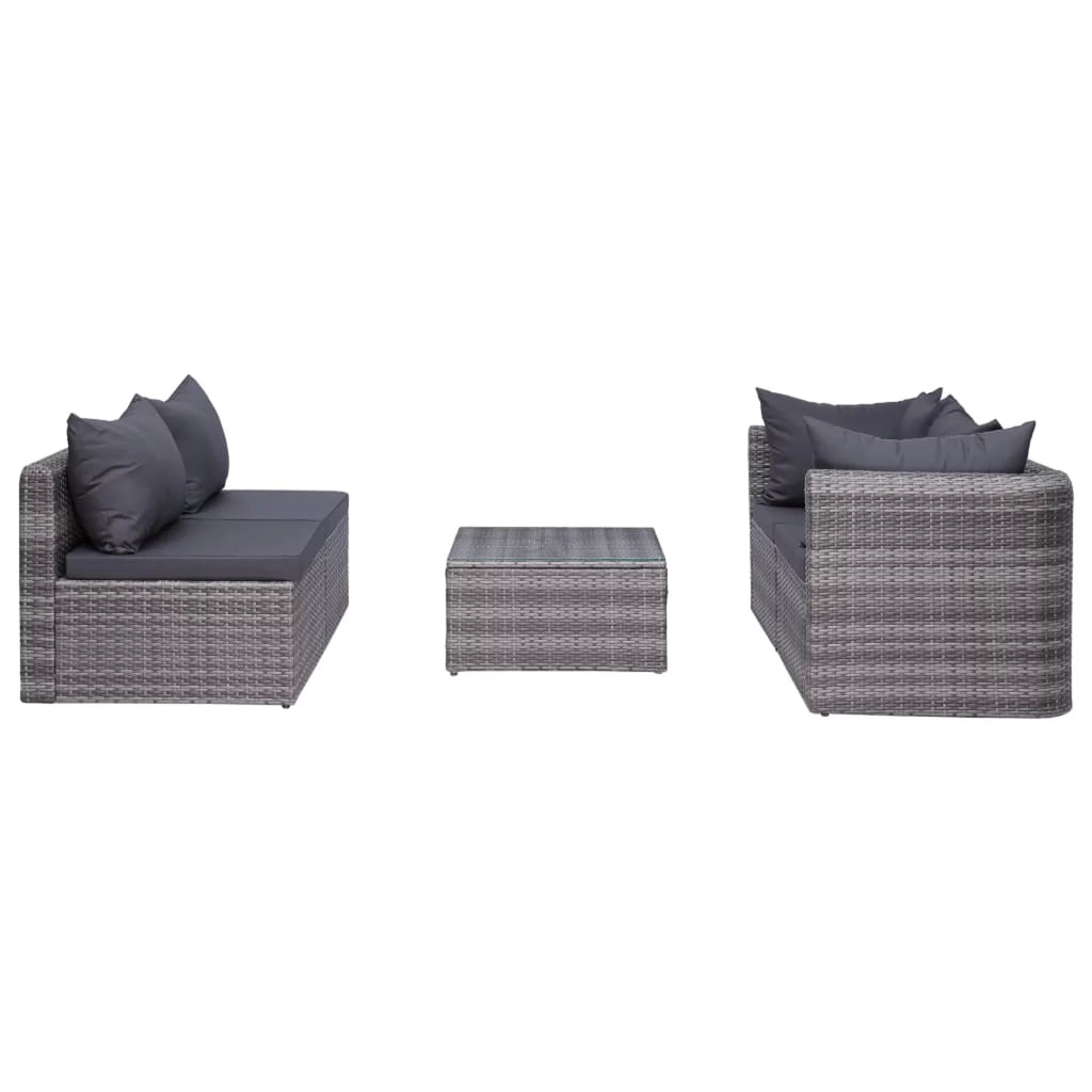 5 Piece Poly Rattan Patio Sofa Set with Cushions J50329