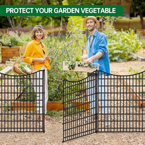 18 Panels No Dig Decorative Fence with Gate, 33 in(H) X 40.5 ft(L) Rustproof Metal Wire Edging Border E9870