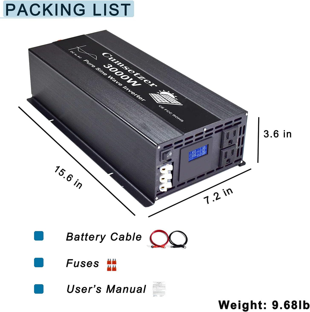 3000w 24v Pure Sine Wave Power Inverter with Dual US Outlet J86502