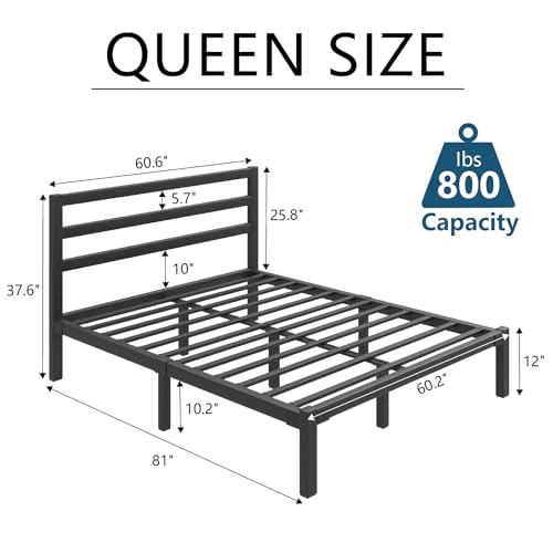 Black Full Size Metal Platform Bed Frame F977225