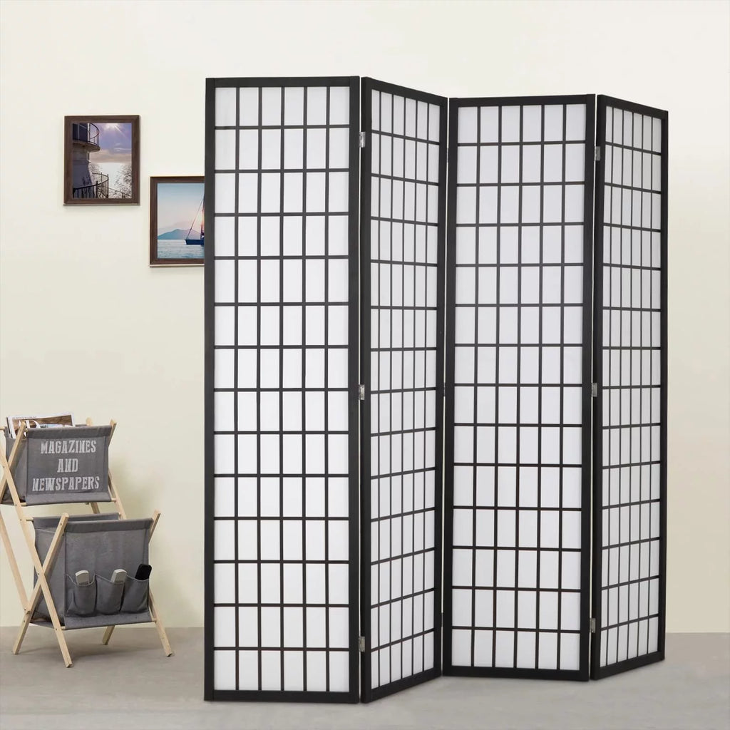 White 4 Panel Wood Room Divider J497202