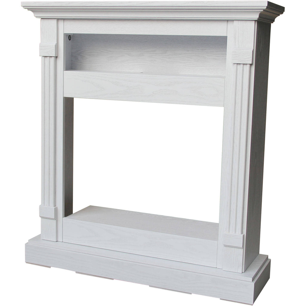 White Fireplace Mantel with Electronic Fireplace Insert O846557