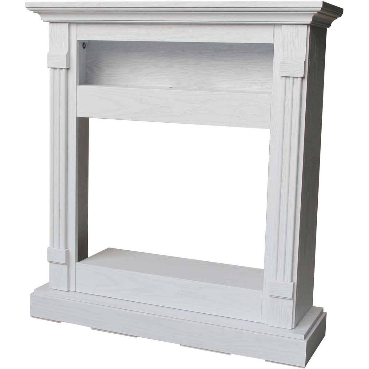 White Fireplace Mantel with Electronic Fireplace Insert O846557