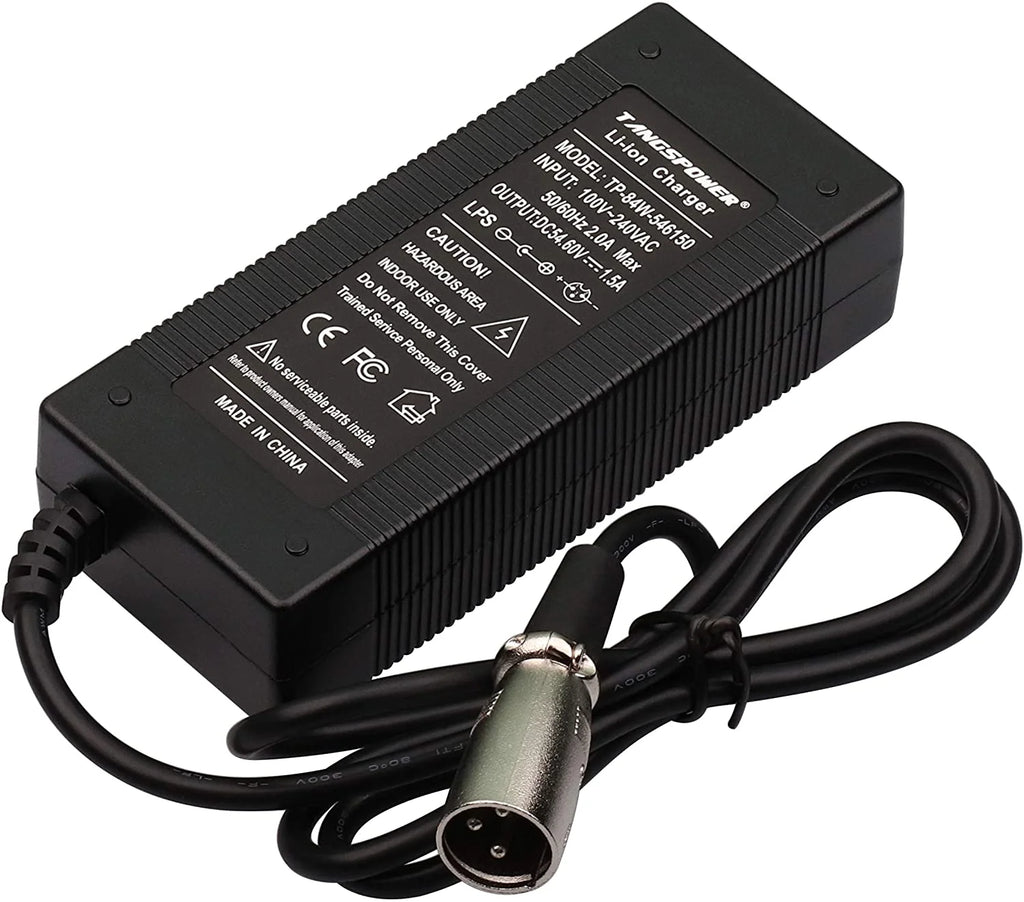 48V 54.6V 1.5A Electric Bike Charger 3-pin XLR Male Plug for 13S Lithium V9810