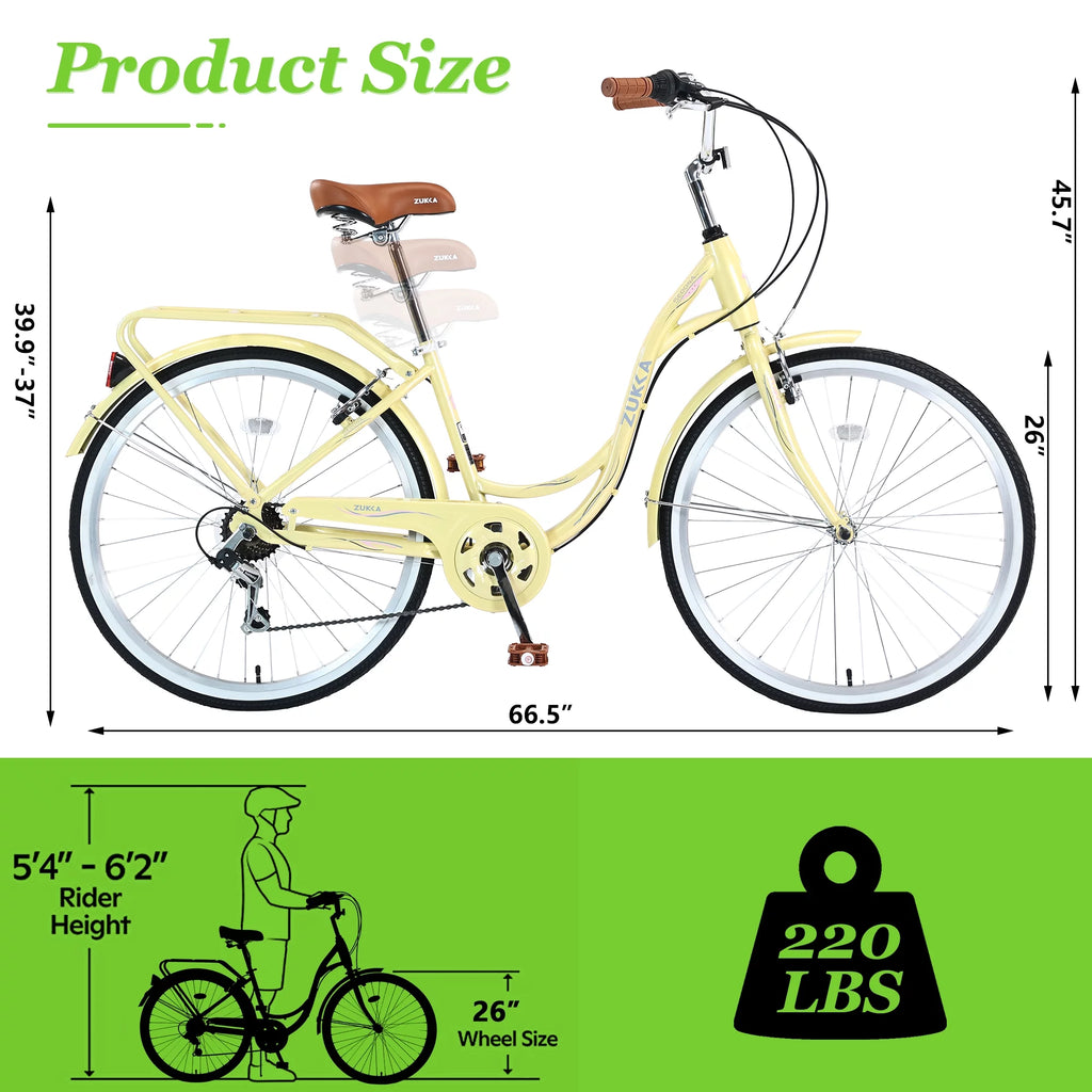 26 inch 7 speed Blue Beach Cruiser Bike R2658