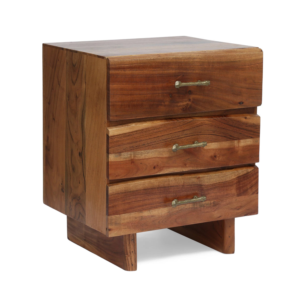 Acacia Wood 3 Drawer Nightstand T474528
