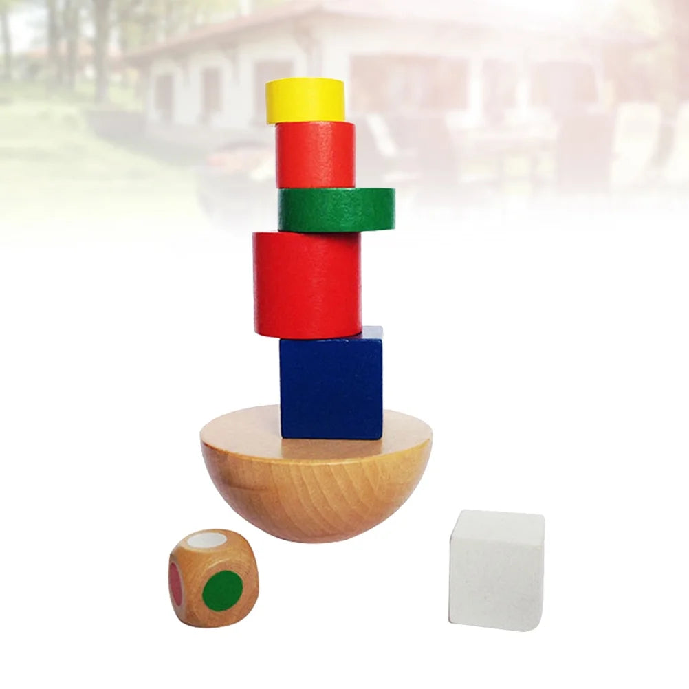 Wooden Hemisphere Balancing Games Stackable Building Blocks Set P19008