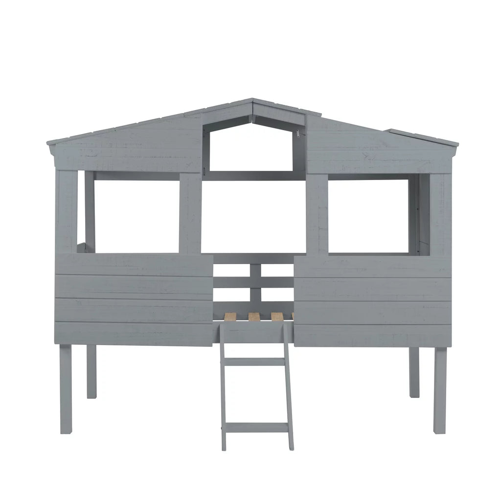 Full Size Solid Pine Wood House Bed with Guard Rails D28253