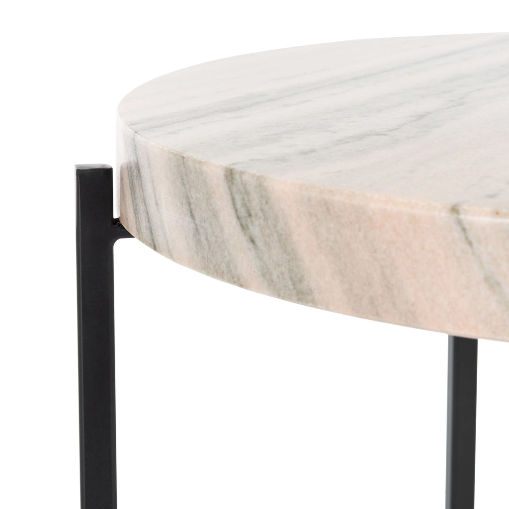 Burnt Orange Stone Round Top Accent Table Y5087