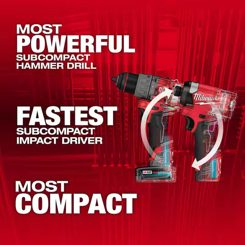 12V Lithium-Ion Brushless Cordless Hammer Drill/Impact Driver Combo Kit C6517