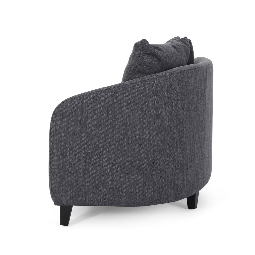 Charcoal and Dark Brown Fabric 3 Seater Curved Sectional Sofa N83924