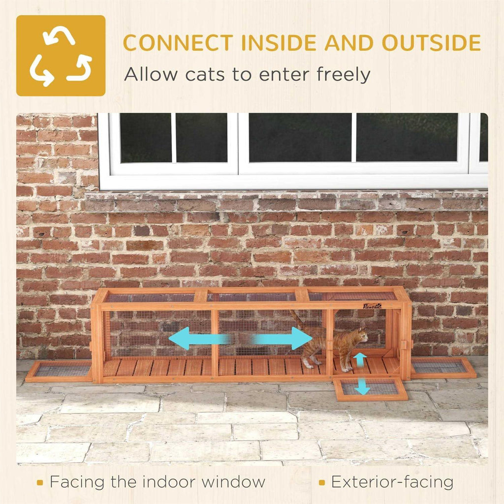 Wooden Outdoor Cat Tunnel with Weather Protection Y564500
