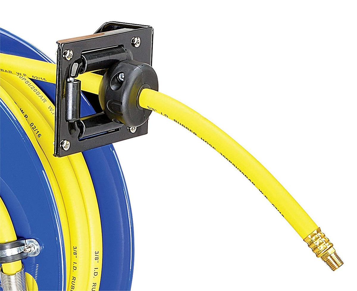 Retractable 3/8" x 50' SBR Rubber Air Hose Reel, 300PSI, Steel Single Arm O3634