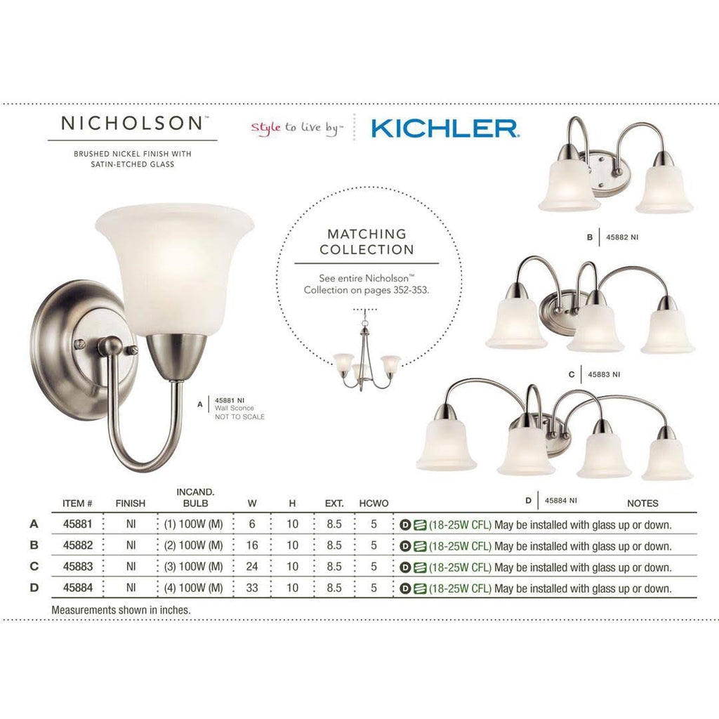 Brushed Nickel 2-Light Bath I172257
