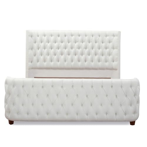 King Tufted Panel Bed Headboard and Footboard Set, Opal Grey Velvet F3999