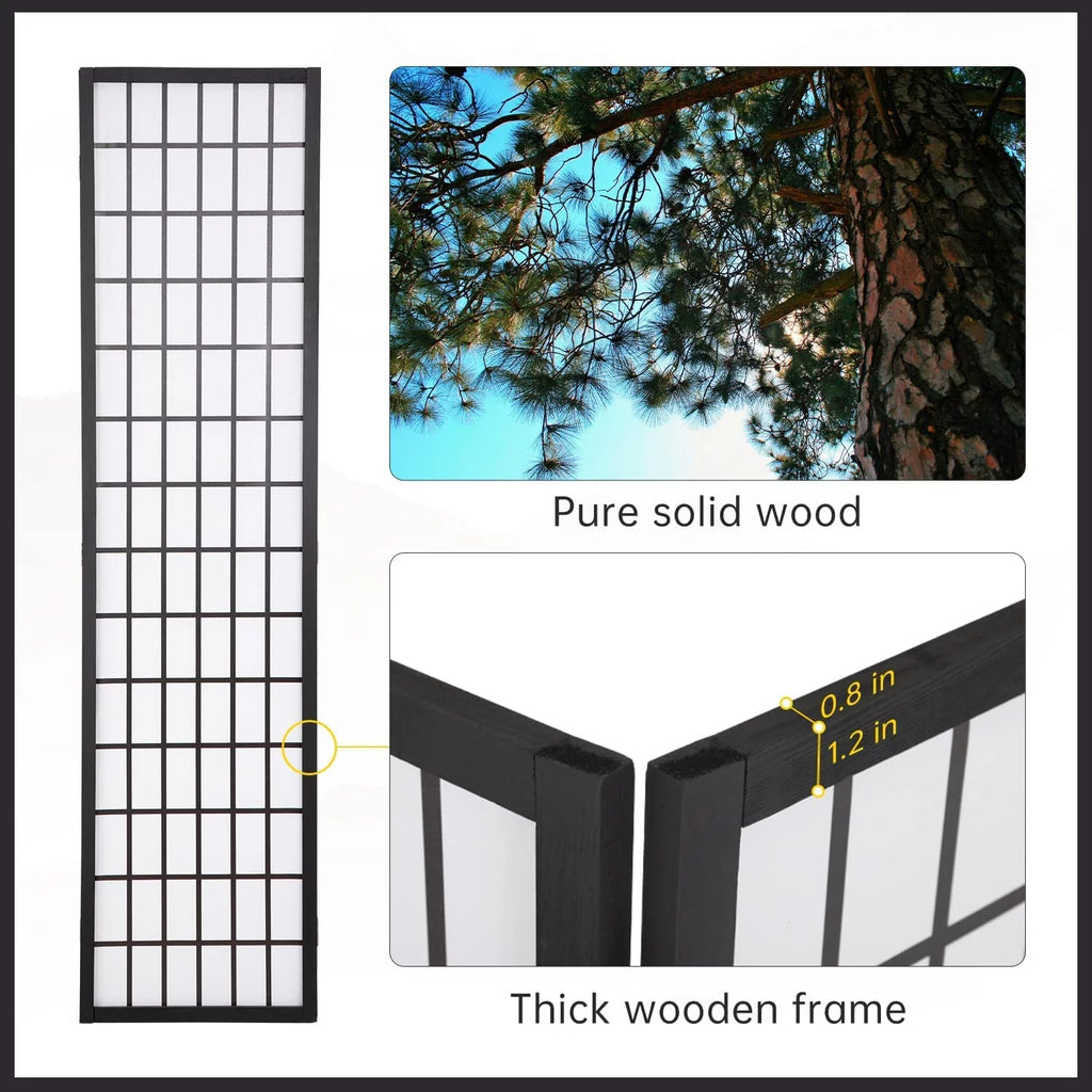 White 4 Panel Wood Room Divider J497202