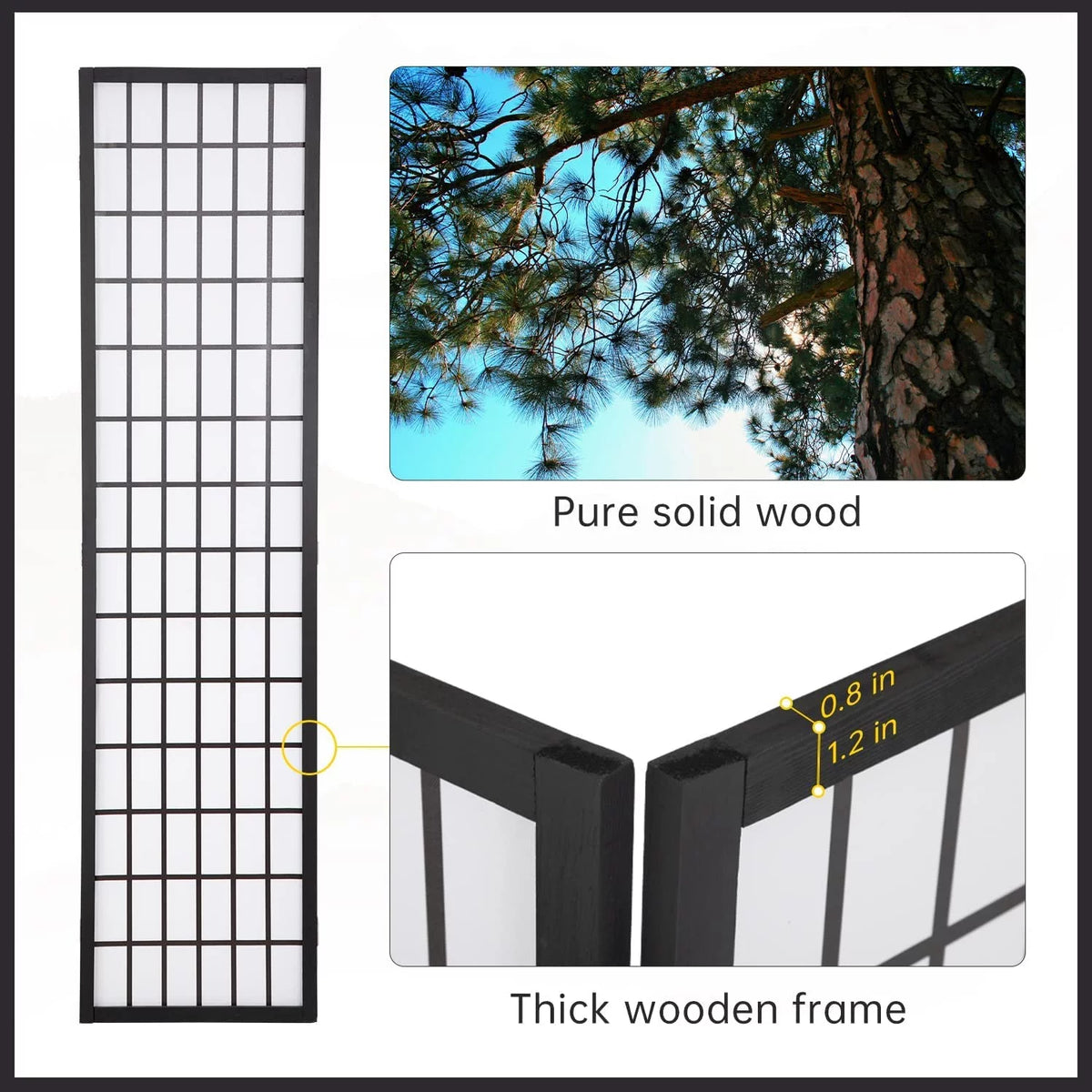 White 4 Panel Wood Room Divider J497202