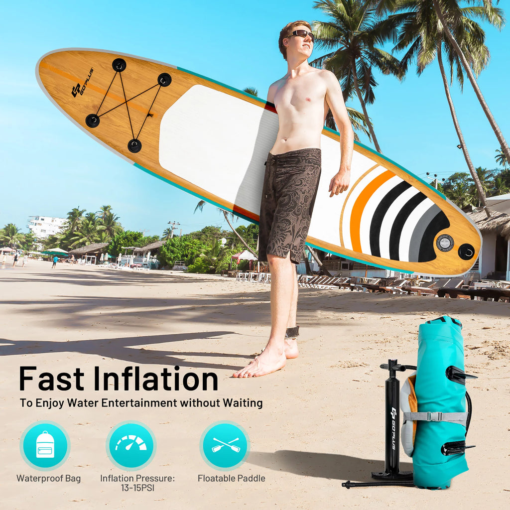 11' Inflatable Stand Up Paddle Board with Bag Paddle Pump K6068