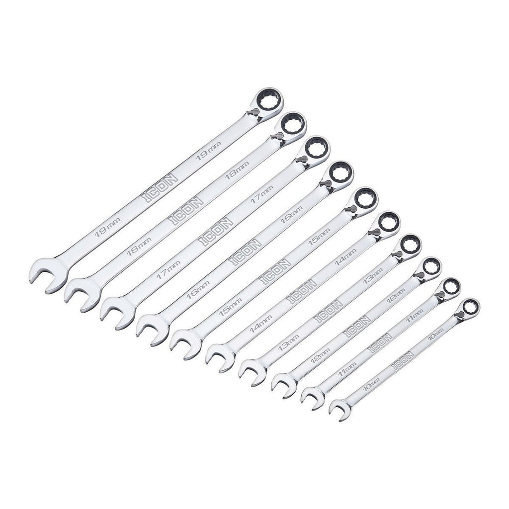 Metric Ratcheting Combination Wrench Set, 10-Piece L80714