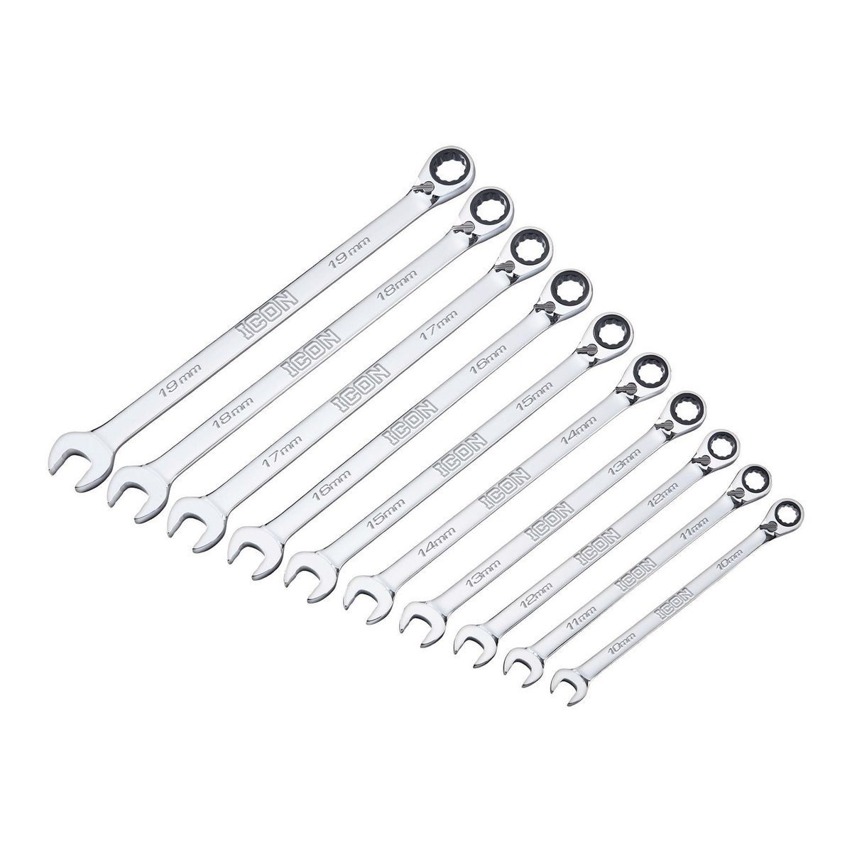 Metric Ratcheting Combination Wrench Set, 10-Piece L80714