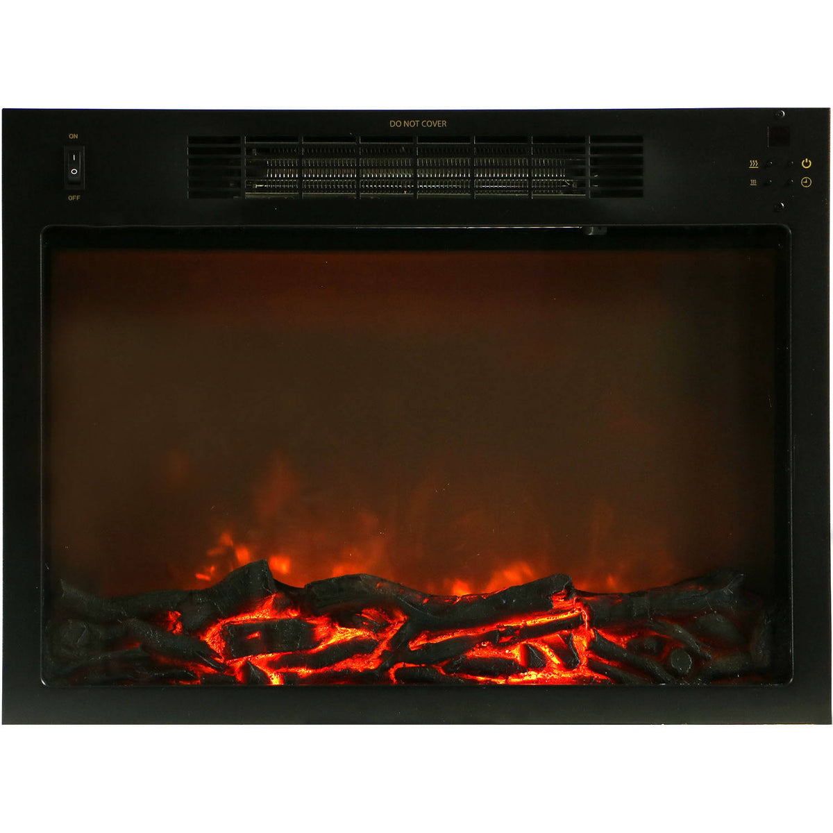 White Fireplace Mantel with Electronic Fireplace Insert O846557