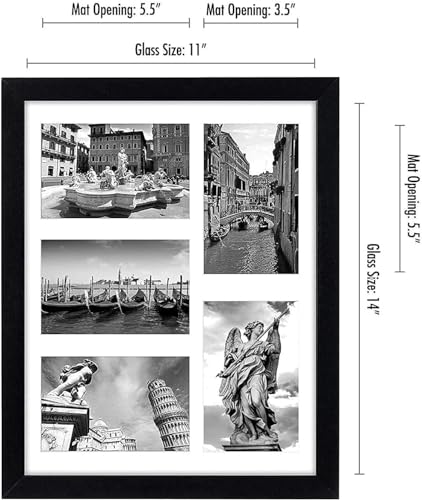 11x14 Collage Picture Frame with Shatter-Resistant Glass - Black Q481