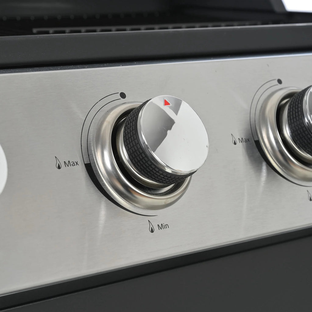 4 Burner Stainless Steel Propane Gas Grill with Side Burner and Thermometer V3323