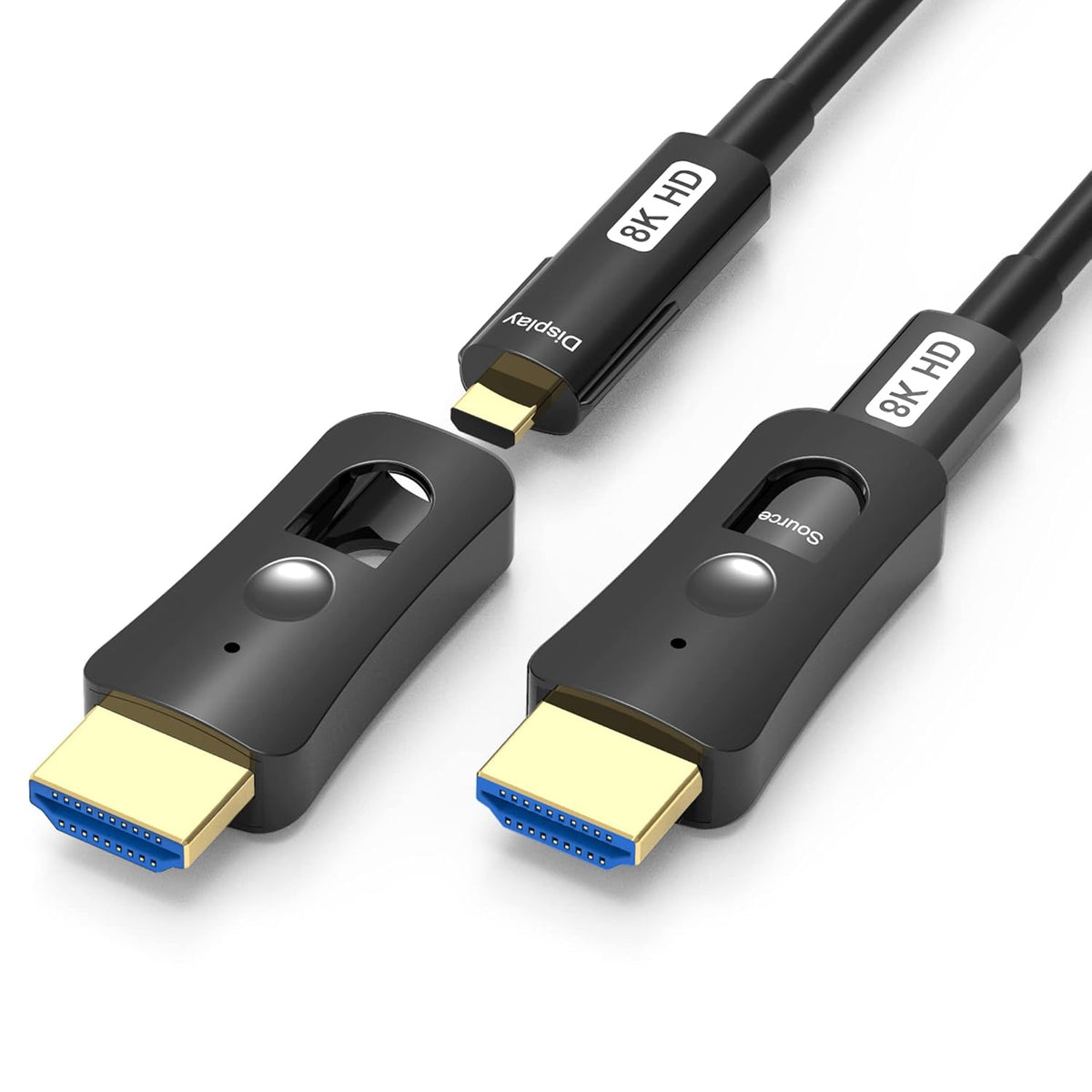 8K Fiber Optic HDMI Cable 100ft with Dual Micro HDMI and Standard HDMI Connectors V100