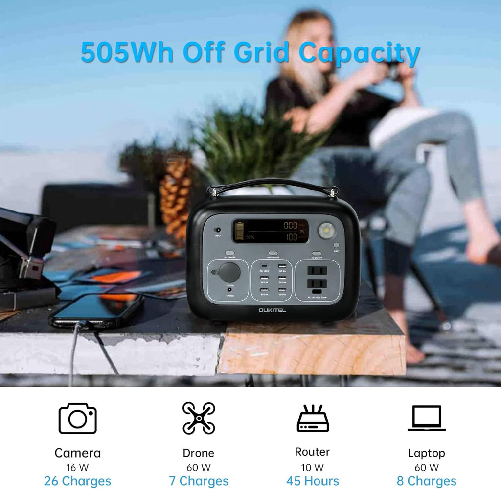 Portable Power Station 500Wh 500W Solar Generator D103226