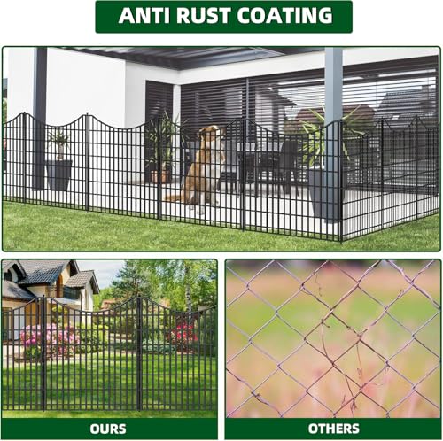 18 Panels No Dig Decorative Fence with Gate, 33 in(H) X 40.5 ft(L) Rustproof Metal Wire Edging Border E9870