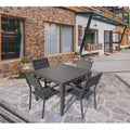 Black Square Aluminum Outdoor Dining Table 5 Piece H250