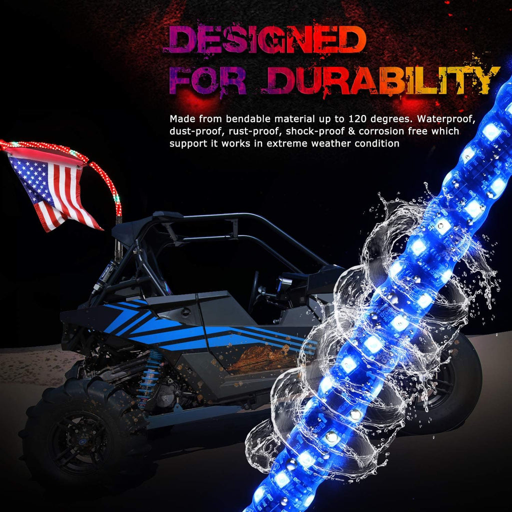 Pack of 2 LED RGB Whip Lights for Offroad UTV ATV H21077