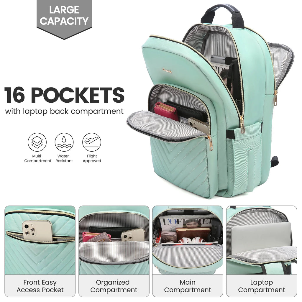 15.6" Quilted Laptop Backpack with USB D62765