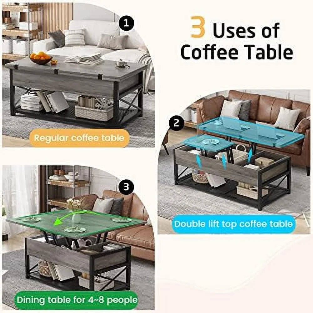 43" Lift Top Coffee Table Grey E521