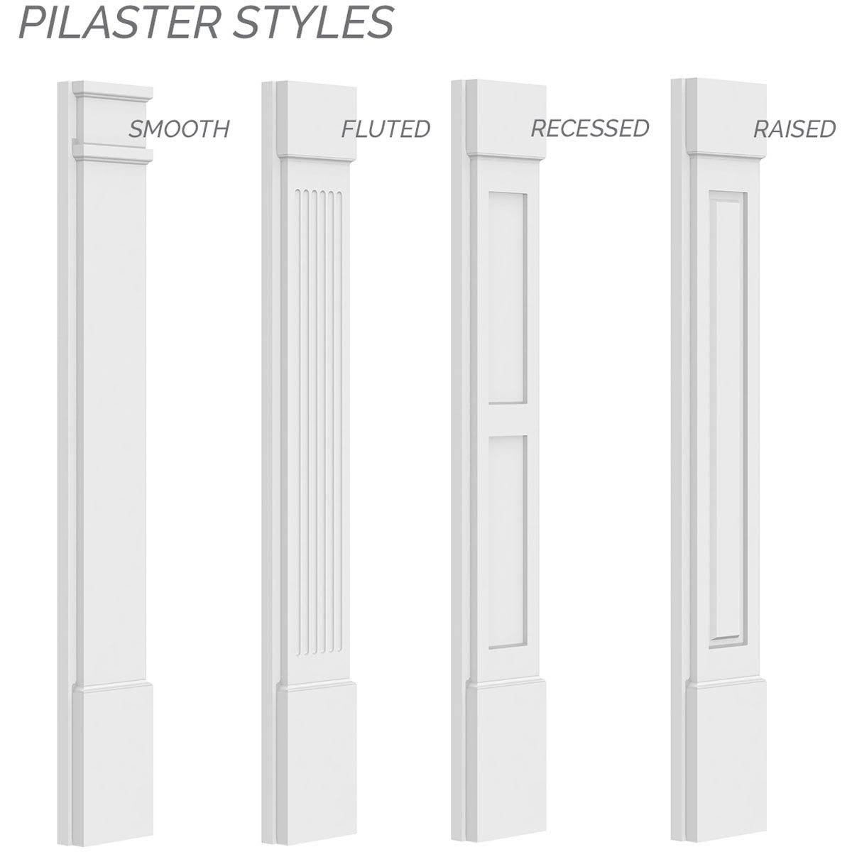 PVC Raised Panel Pilaster with Decorative Capital & Base (Pair) H348119