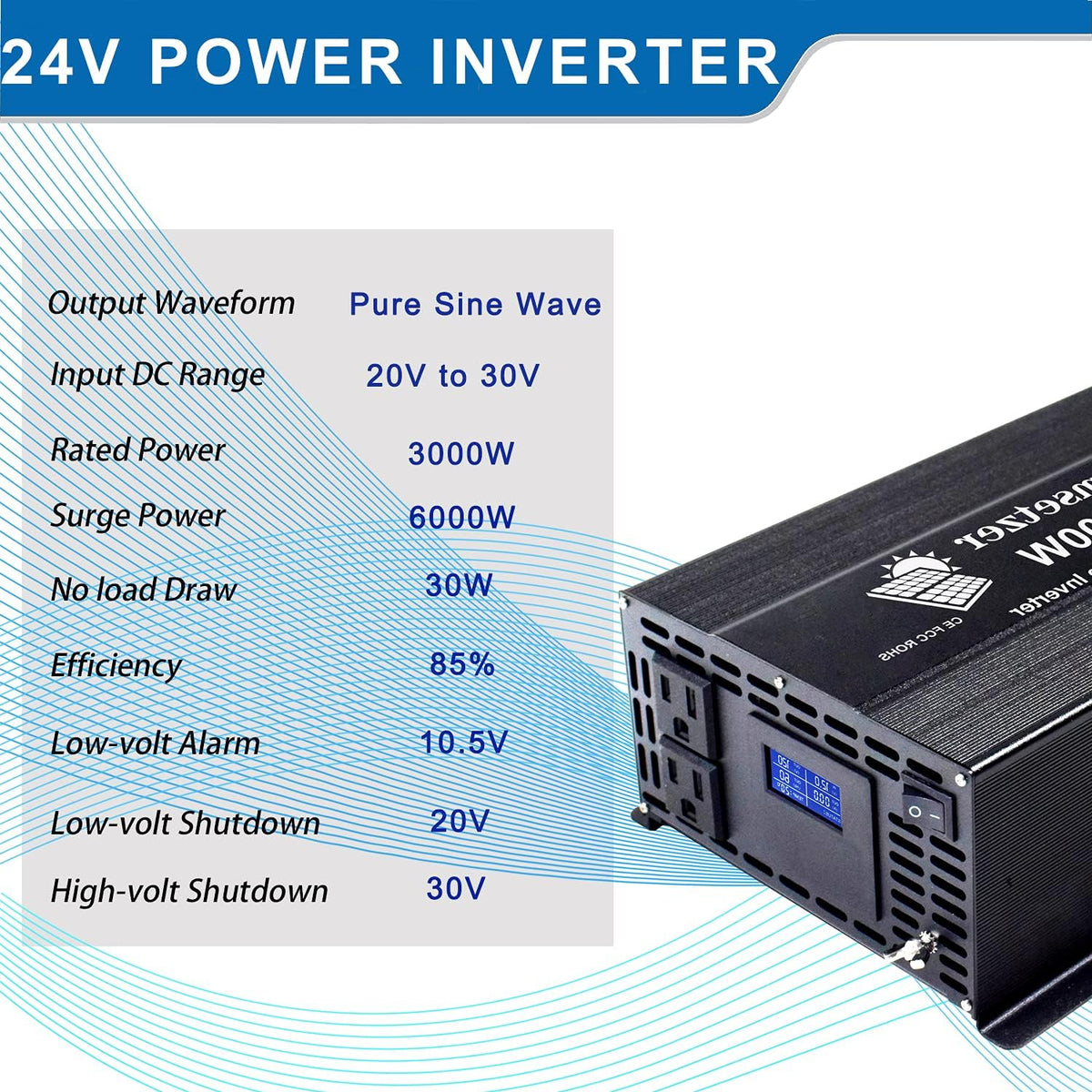 3000w 24v Pure Sine Wave Power Inverter with Dual US Outlet J86502
