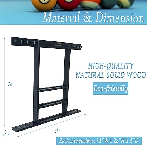 Wall Mount Pool Cue Stick Holder Hold 8 Cues Solid Wood Mahogany X434