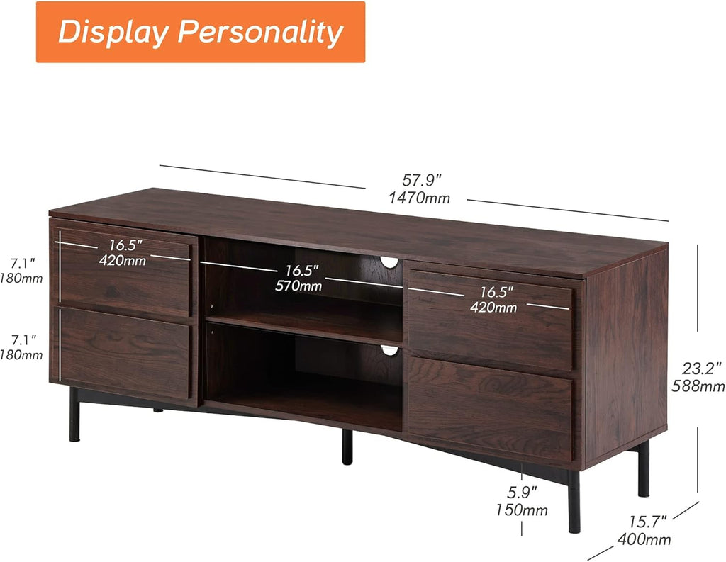 Rustic Walnut Wood TV Stand W337