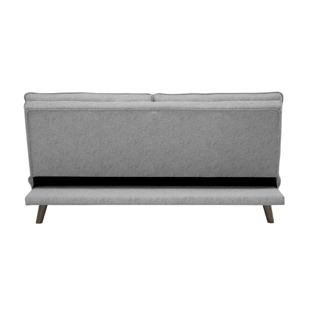 Grey Textured Fabric Convertible Sofa with Wooden Legs C69673