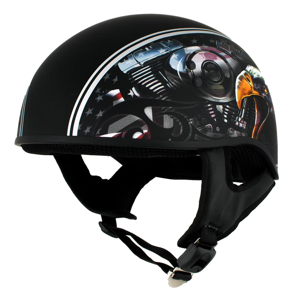 Flat Black Motorcycle DOT Half Helmet C548
