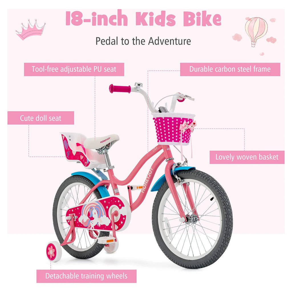 18 Inches Kids Bicycle with Training Wheels & Basket N49115