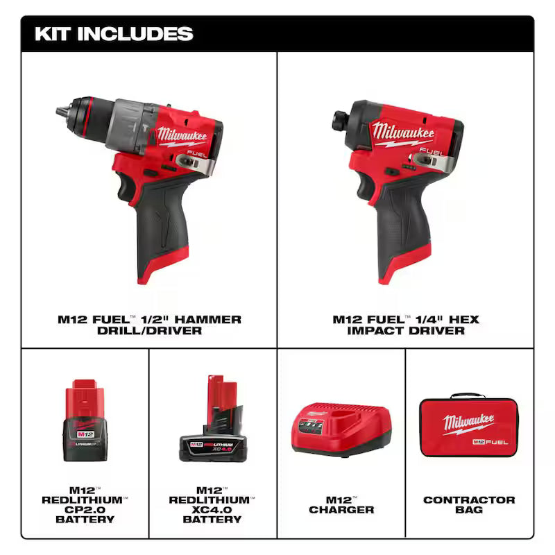 12V Lithium-Ion Brushless Cordless Hammer Drill/Impact Driver Combo Kit C6517