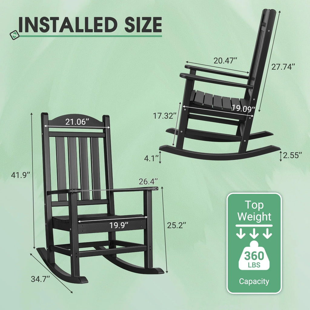White All Weather Resistant Resin Adirondack Rocking Chair J486508