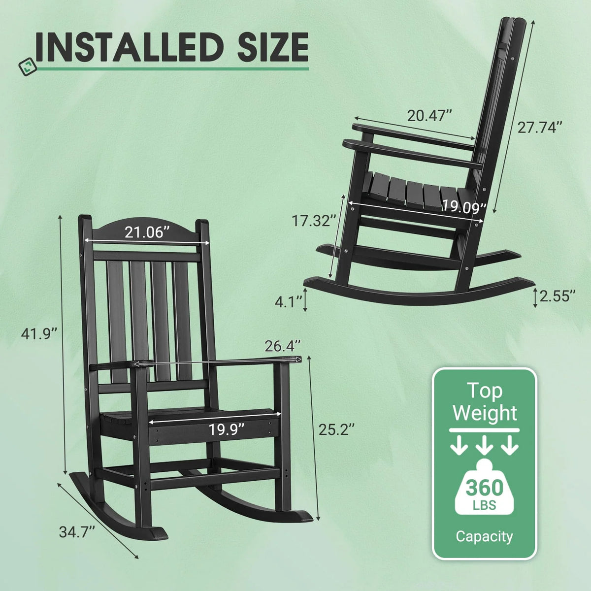 White All Weather Resistant Resin Adirondack Rocking Chair J486508