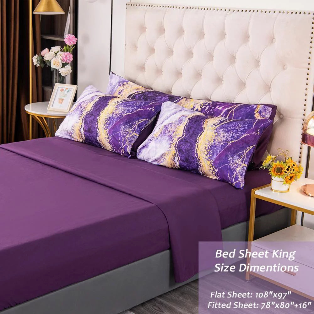 Purple Watercolor Marble Full Comforter Set T911274