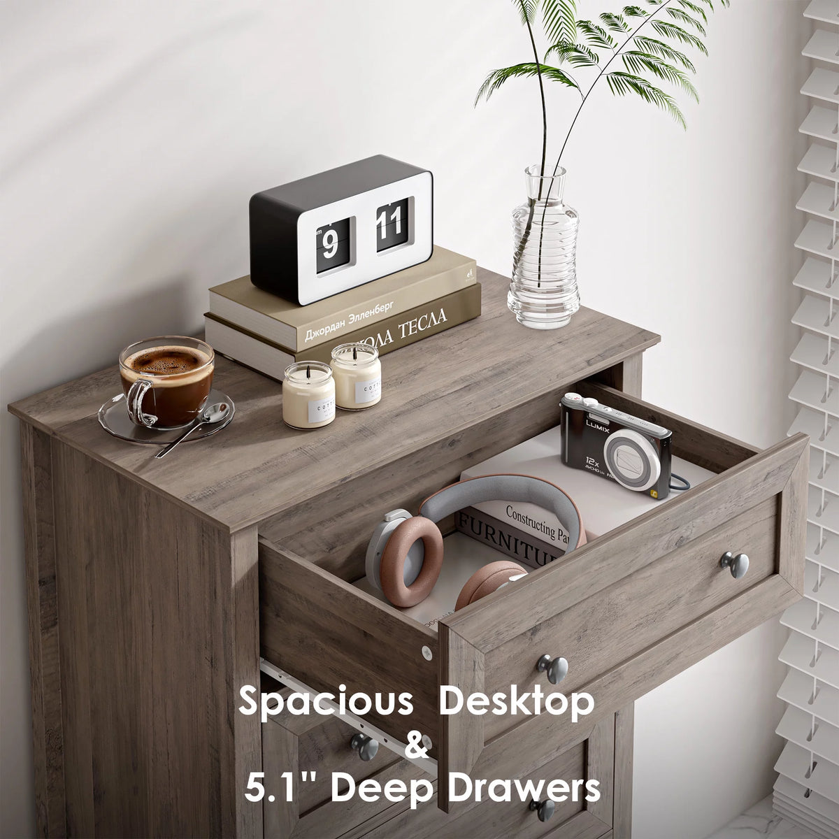 Gray 6 Drawer Wood Dresser A8841
