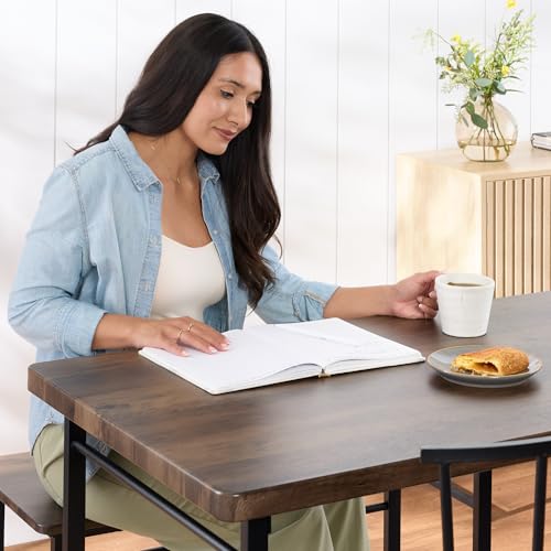 4-Piece Dining Table Set with 2 Chairs and Bench J88943