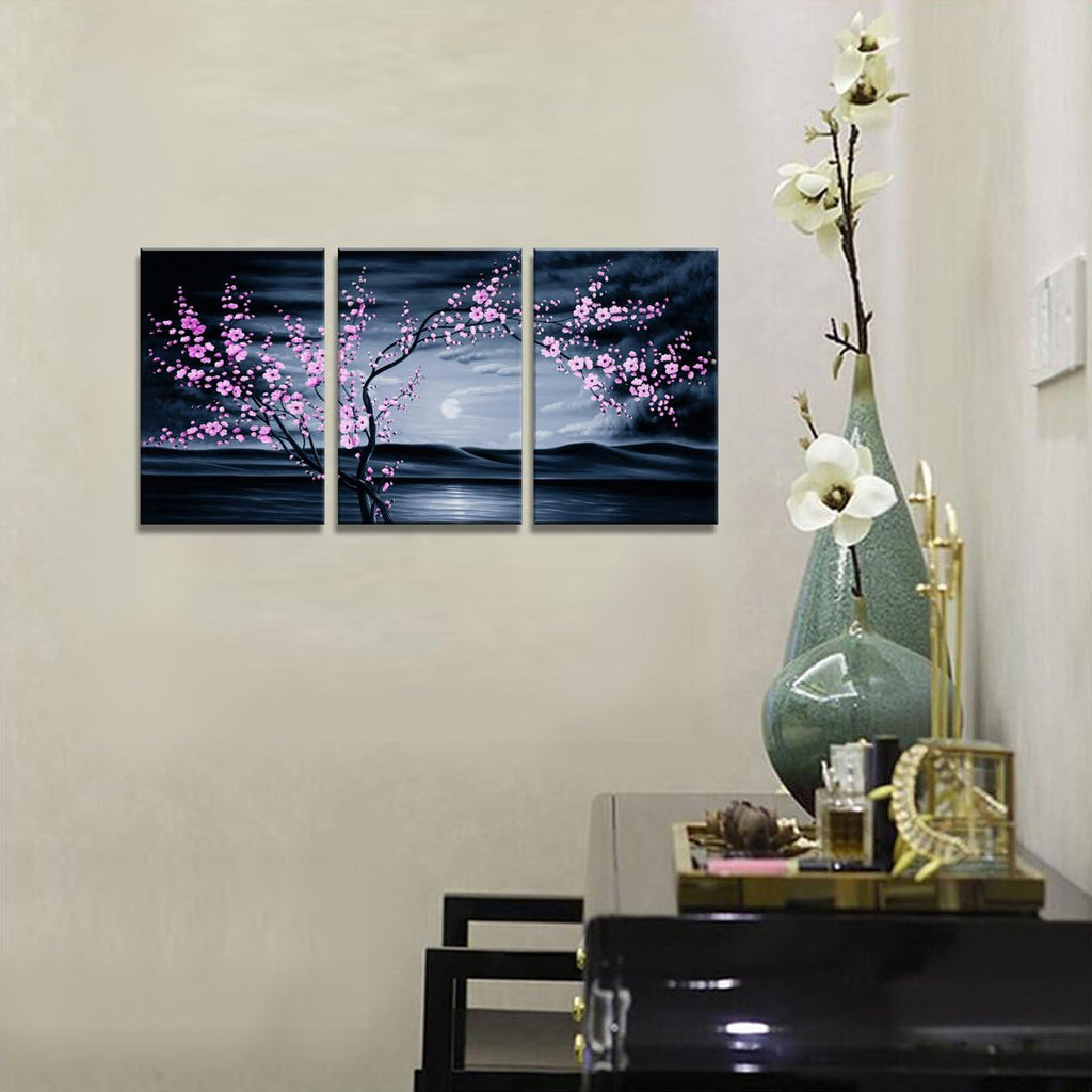 3 Pieces Purple Plum Blossom Canvas Painting Wall Art L706404