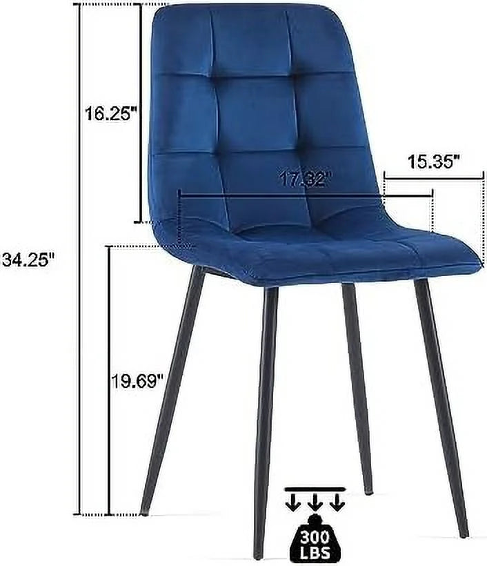 Velvet Biscuit Tufted Chairs Set of 4 with Metal Legs D481