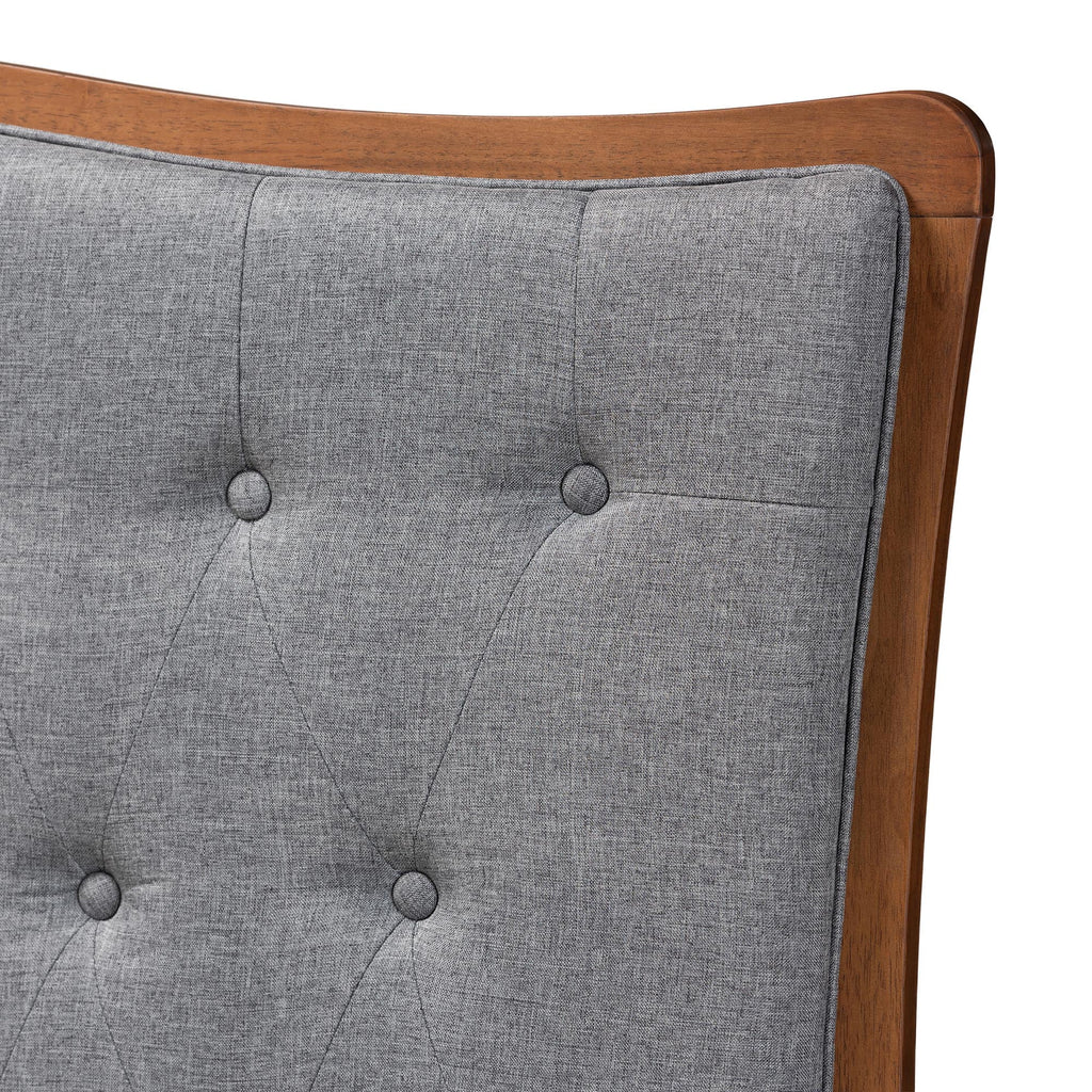 Grey Fabric and Walnut Brown Wood King Size Headboard A41830